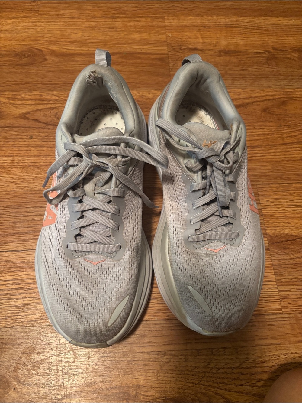 Hoka Women's Gray Running Shoes with Pink Accents